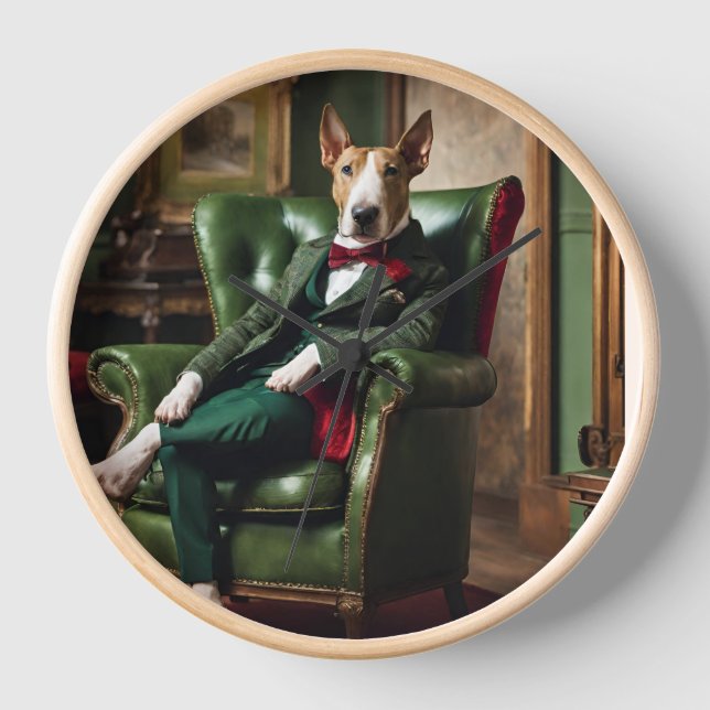 English Bull Terrier Clock Uhr (Vorderseite)