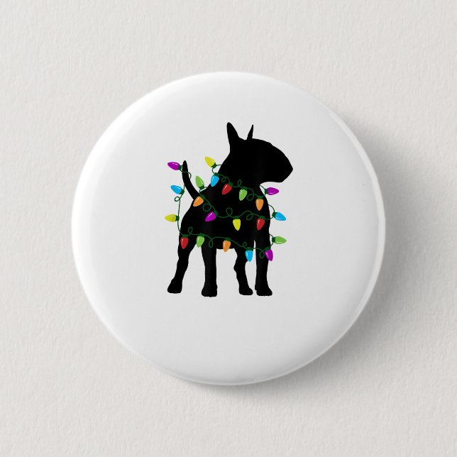 English Bull Terrier Dog Christmas Lights Button (Vorderseite)