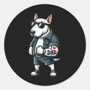 English Bull Terrier I Liebe Vater Funny Dog Tatto Runder Aufkleber