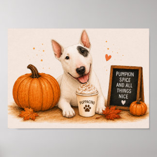 English Bull Terrier lädt zu Pumpkin Spice A4 ein Poster