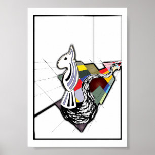 English Bull Terrier Surreal Art Schach Slide Poster