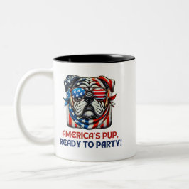 English Bulldog 4. July Merica Sonnenbrille USA Zweifarbige Tasse