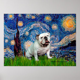 English Bulldog 8 - Starry Night Poster