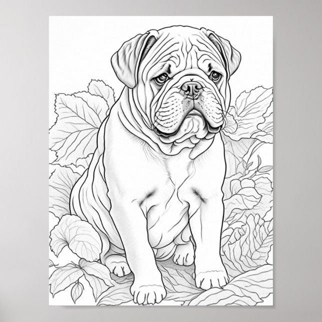 English Bulldog Adulting Coloring Poster (Vorne)
