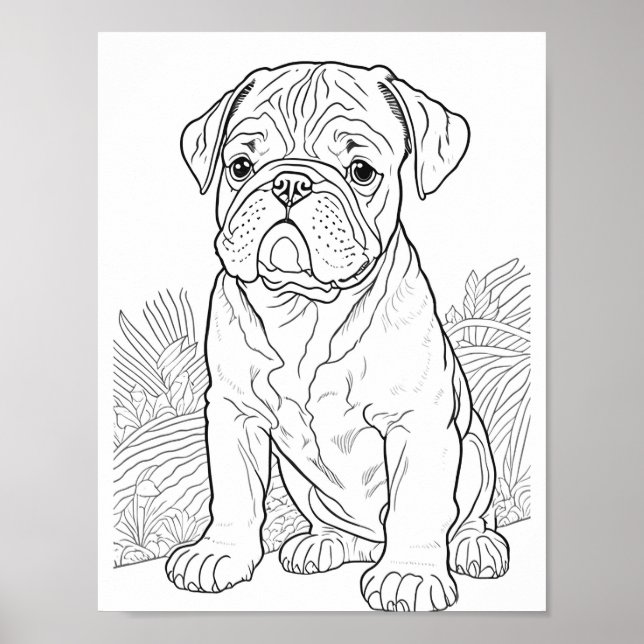 English Bulldog Adulting Coloring Poster (Vorne)