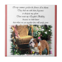 English Bulldog Art Summer Garden