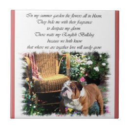 English Bulldog Art Summer Garden Fliese