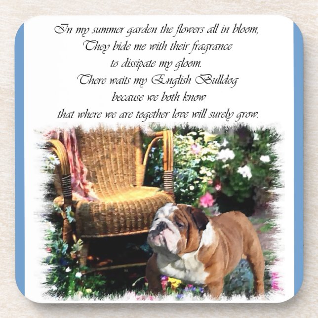 English Bulldog Art Summer Garden Getränkeuntersetzer (Vorderseite)