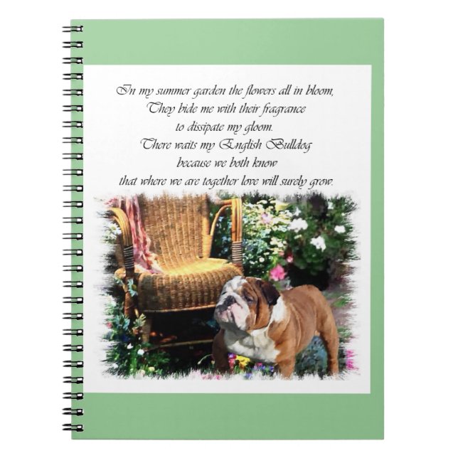 English Bulldog Art Summer Garden Notizblock (Vorderseite)