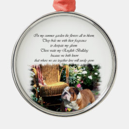 English Bulldog Art Summer Garden Silbernes Ornament