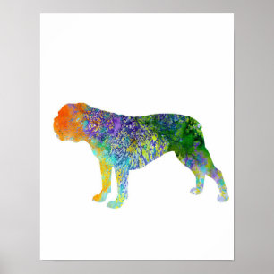 English Bulldog Art Wine   Farbe der Wasseroberflä Poster