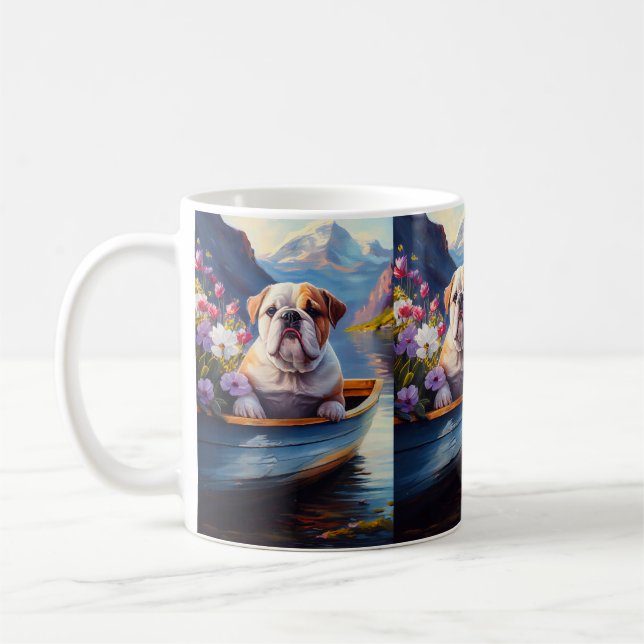 English Bulldog auf einem Paddel: Ein Landschaftli Kaffeetasse (Links)