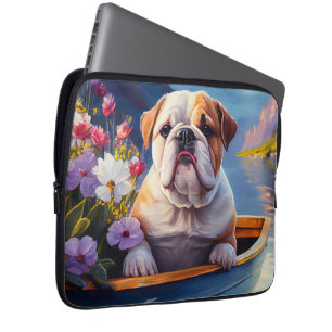 English Bulldog auf einem Paddel: Ein Landschaftli Laptopschutzhülle