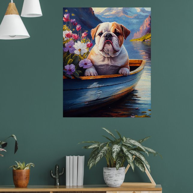 English Bulldog auf einem Paddel: Ein Landschaftli Poster (Wohnzimmer 1)