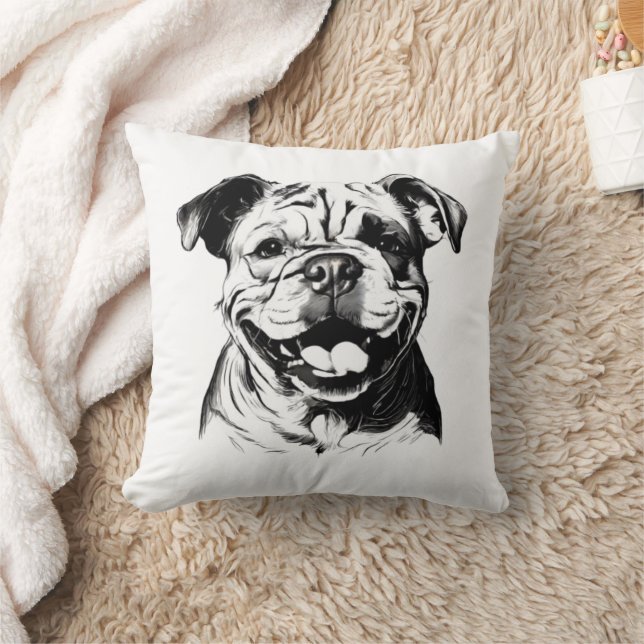 English Bulldog B&W Silhouette Kissen (Decke)