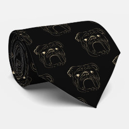 English Bulldog Black and Gold Krawatte
