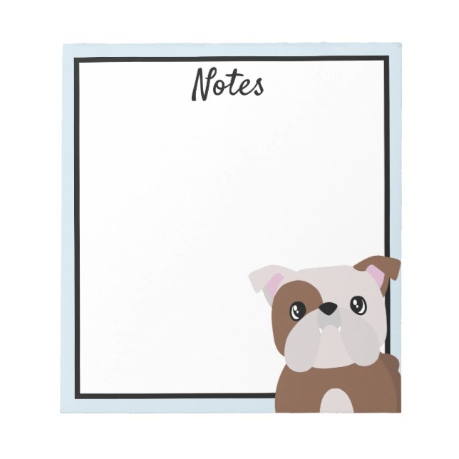 English Bulldog Blank Notepad Notizblock (Vorderseite)