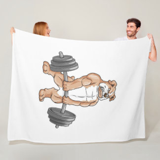 English Bulldog Bodybuilder Weightlift Barbell Fleecedecke
