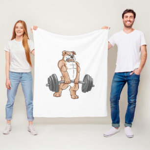 English Bulldog Bodybuilder Weightlift Barbell Fleecedecke