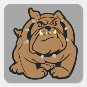 English Bulldog Cartoon Quadratischer Aufkleber