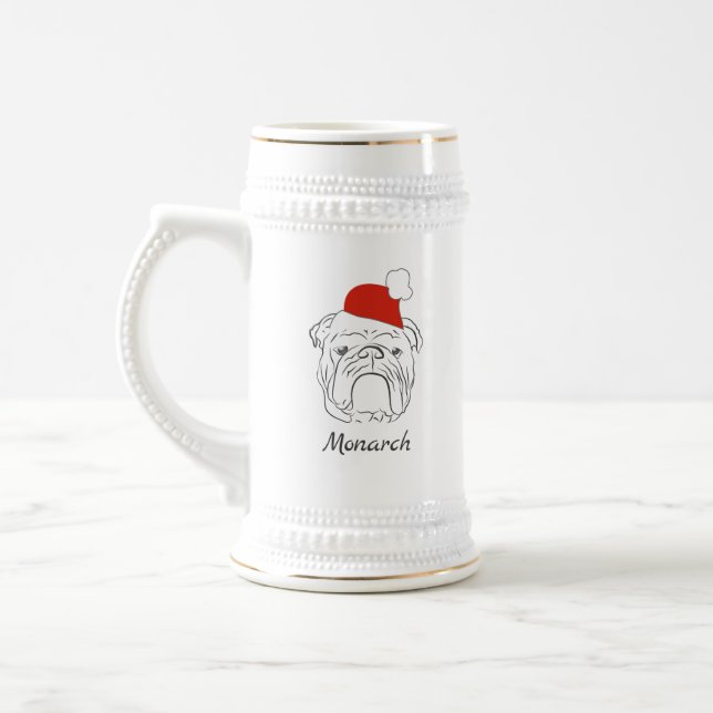 English Bulldog Christmas Bierglas (Links)