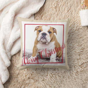 English Bulldog Christmas Custom Holiday Foto Kissen