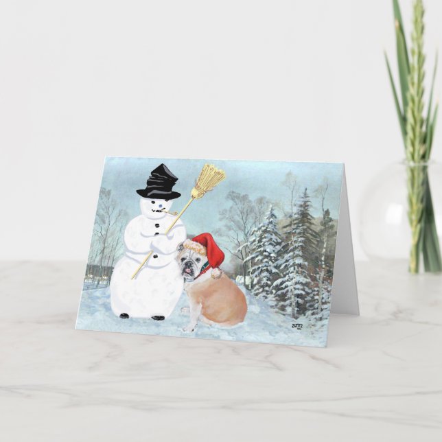 English Bulldog Christmas Feiertagskarte (Vorderseite)