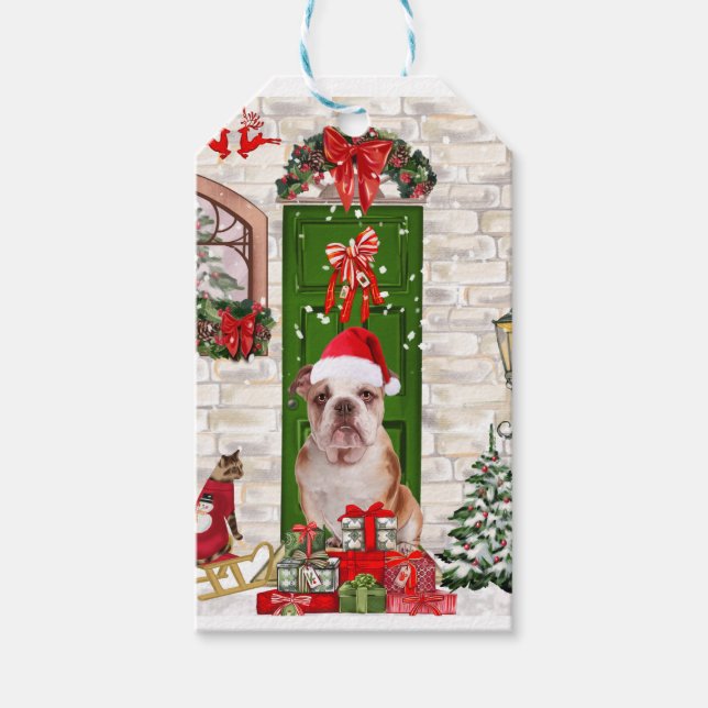 English Bulldog Christmas Geschenkanhänger (Vorderseite)