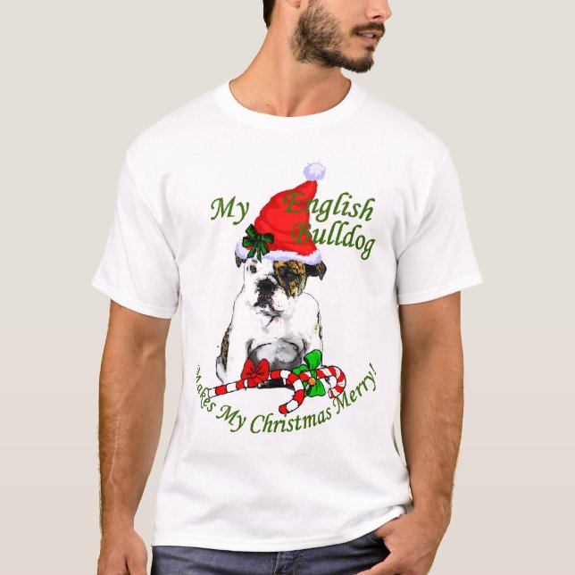 English Bulldog Christmas Geschenke T-Shirt (Vorderseite)