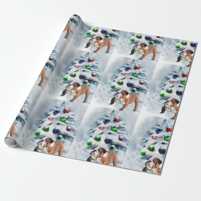 English Bulldog Christmas Geschenkpapier (Ungerollt)