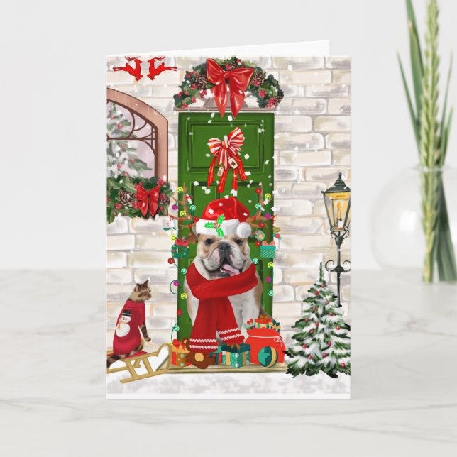 English Bulldog Christmas Karte (Vorderseite)
