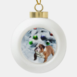 English Bulldog Christmas Keramik Kugel-Ornament
