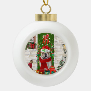 English Bulldog Christmas Keramik Kugel-Ornament