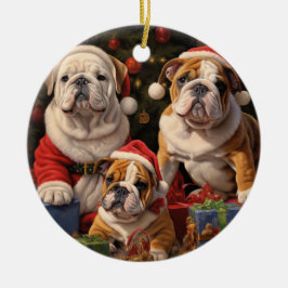 English Bulldog Christmas Keramik Ornament
