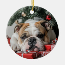 English Bulldog Christmas Keramik Ornament