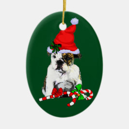English Bulldog Christmas Keramikornament