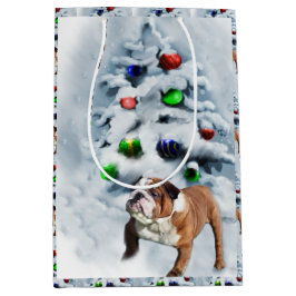 English Bulldog Christmas Mittlere Geschenktüte