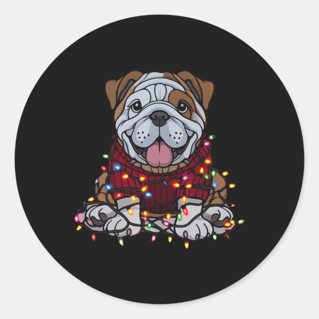 English Bulldog Christmas Niedlich Santa Pet für A Runder Aufkleber (Vorderseite)
