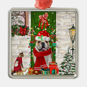 English Bulldog Christmas Ornament Aus Metall