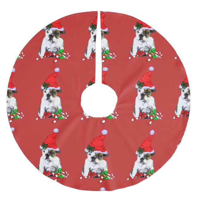 English Bulldog Christmas Polyester Weihnachtsbaumdecke (Vorderseite)