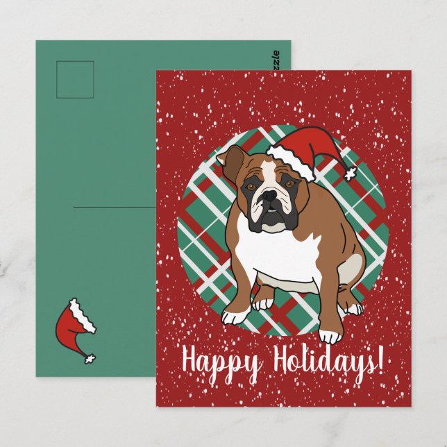 English Bulldog Christmas Postkarte (Vorne/Hinten)