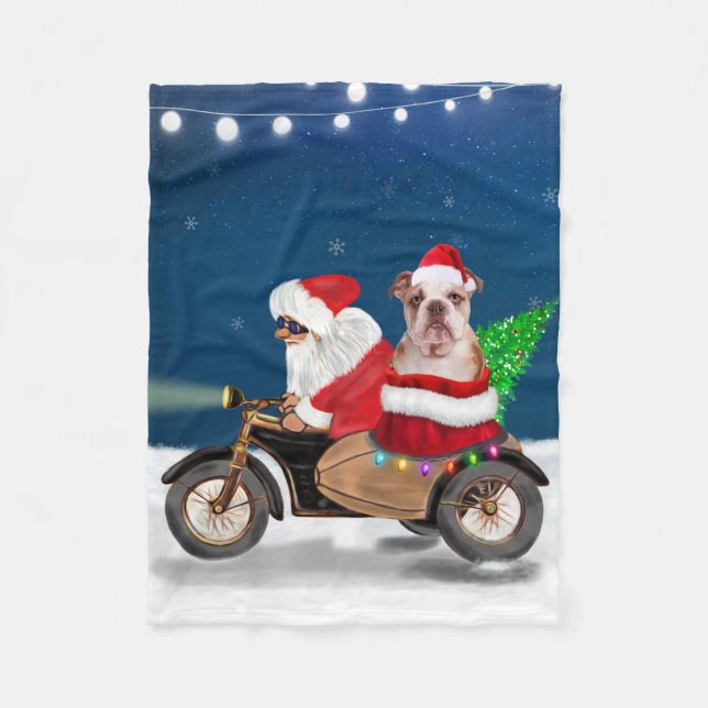 English Bulldog Christmas Santa Claus Fleecedecke (Vorderseite)