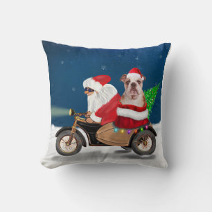 English Bulldog Christmas Santa Claus Kissen