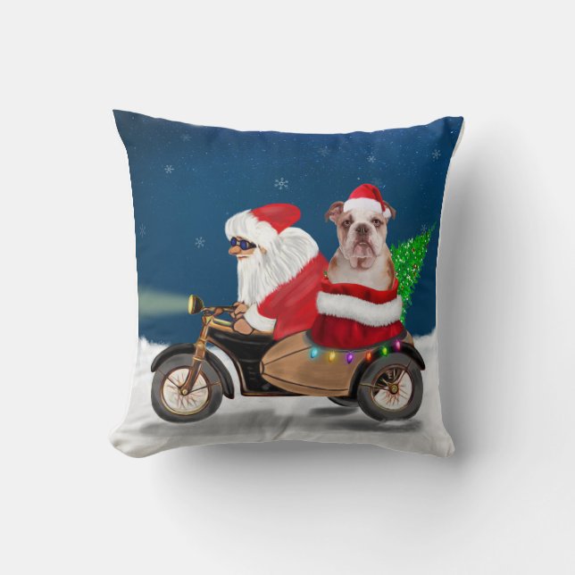 English Bulldog Christmas Santa Claus Kissen (Vorderseite)