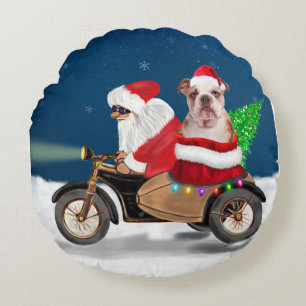 English Bulldog Christmas Santa Claus Rundes Kissen