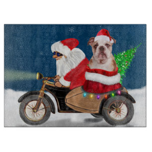 English Bulldog Christmas Santa Claus Schneidebrett