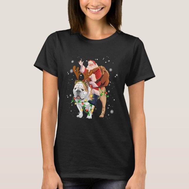 English Bulldog Christmas Santa Claus Woofmas Do T-Shirt (Vorderseite)