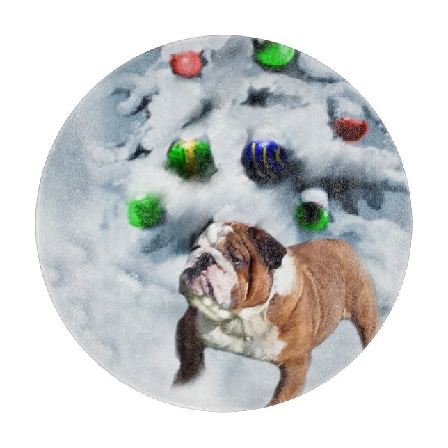 English Bulldog Christmas Schneidebrett (Vorderseite)