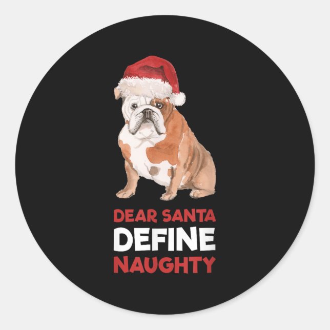 English Bulldog Christmas Shirt Sehr geehrter Herr Runder Aufkleber (Vorderseite)