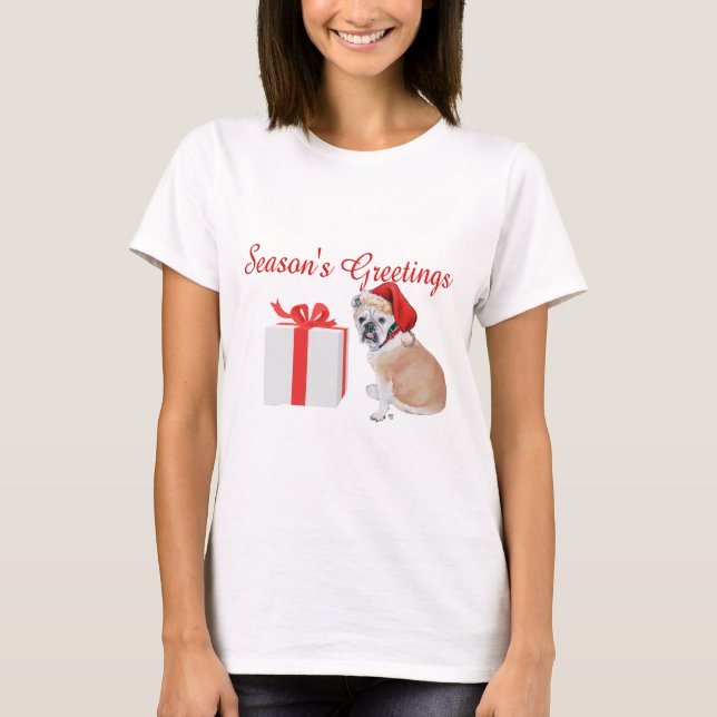 English Bulldog Christmas T-Shirt (Vorderseite)